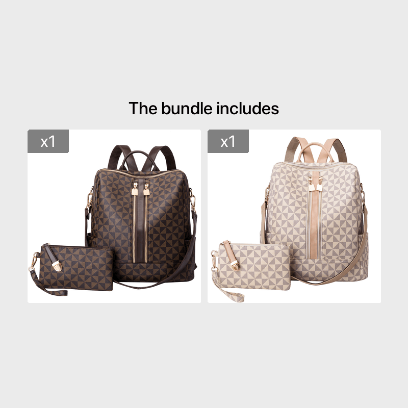 Bolso de hombro doble estampado para mujer, de gran capacidad, vintage, antirrobo, informal, para uso diario, con correa ajustable, resistente a las manchas, impermeable, con cremallera, forro de poliuretano y PVC.