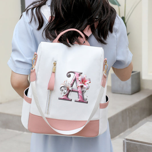 2er-Set Rucksack und Handtasche kompatibel für Tablet/Laptop - Große Kapazität mit mehreren Fächern / Reisetaschen mit verstellbaren Gurten, leichtes Design & A-Z Buchstabenoptionen