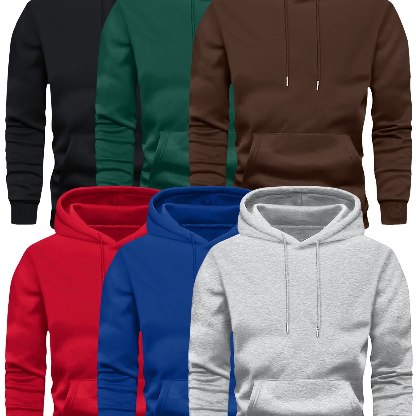 6er-Pack Lässiges Mode-Sportliches Oversized Herren Vielseitiges Trendiges Kapuzen-Sweatshirt, PLUS SIZE