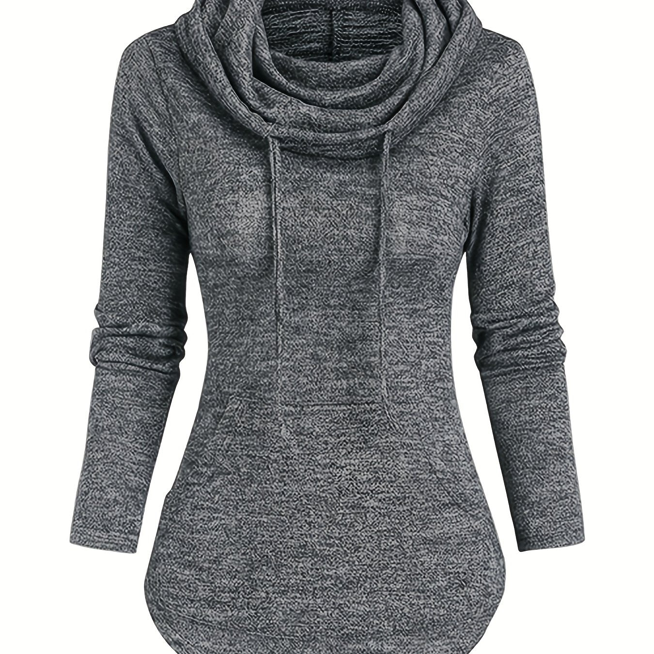 Übergröße - Lässiges Kapuzen-Sweatshirt für Frauen in Übergröße mit Wasserfallkragen