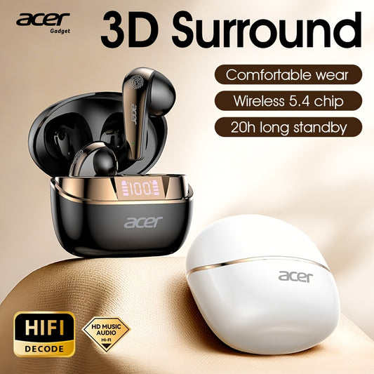 Acer True Wireless Stereo Ohrhörer | Geräuschunterdrückung bei Anrufen, Hi-Fi-Sound, leichtes Touchscreen-Design, extra lange Standby-Zeit, Sport- und Lauf-Ohrhörer, stilvolles Aussehen
