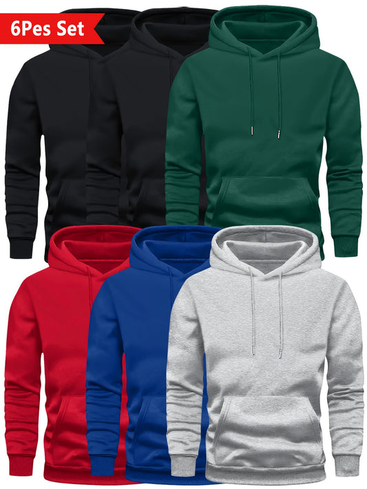6er-Pack Lässiges Mode-Sportliches Oversized Herren Vielseitiges Trendiges Kapuzen-Sweatshirt, PLUS SIZE