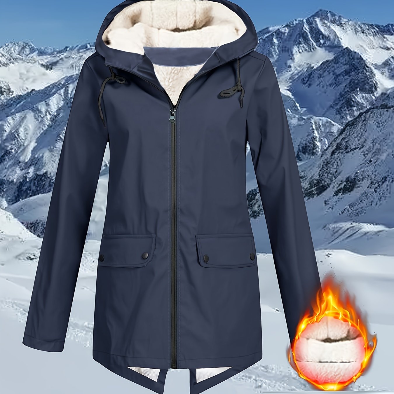 Damen Jacke , Herbst/Winter mit Kapuze, Grosse Größen