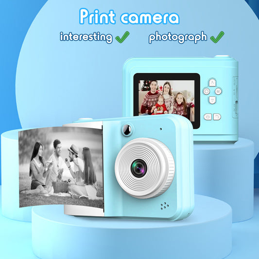 Tragbarer Mini-Fotodrucker & Dual-Kamera-Instant-Kamera , MP3-Wiedergabe und Smart-Game-Funktionen, inklusive 3 Rollen Druckerpapier