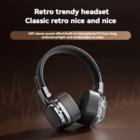 Kabelloses On-Ear Kopfhörer-Set im Retro Leder-Design