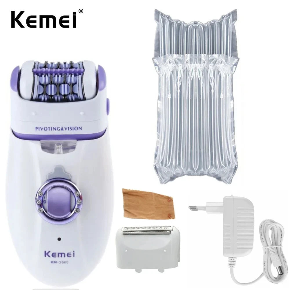 Kemei KM-2668 Damen Körper- und Gesichtsepilierer Wiederaufladbarer Rasierer Haarentferner für Frauen Elektrische Haarentfernungsmaschine für den Körper