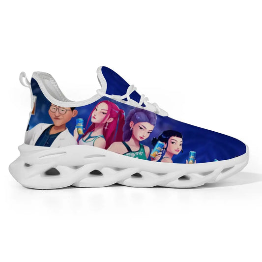 Kinderschuhe für Eltern-Kind im Frühling mit KPop Cartoon-Charakter-Aufdruck, leichte Sneakers, atmungsaktiv, flacher Absatz, Schnürschuhe, Freizeitschuhe