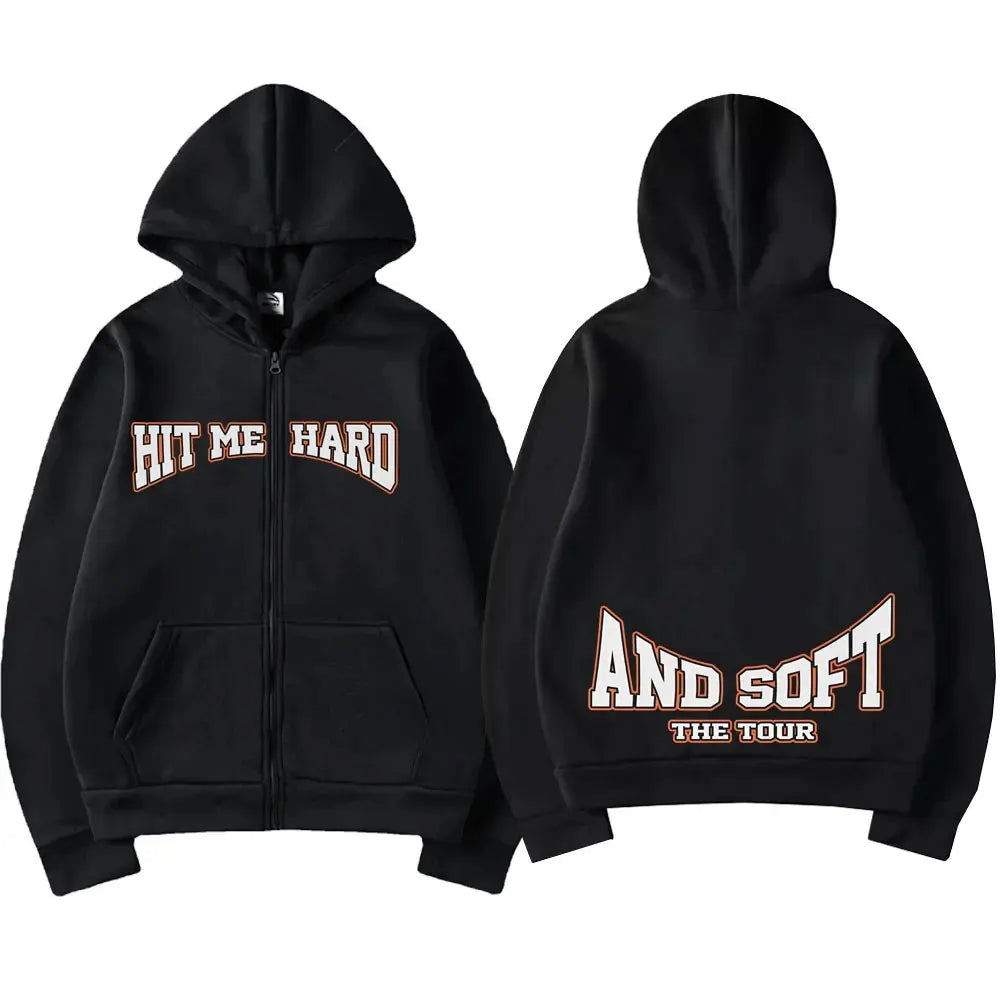 Hit Me Hard and Soft 2025 Tour Reißverschluss-Hoodies für Männer und Frauen Harajuku Pullover Mode Hip-Hop Zip-Up-Sweatshirts Jacken Fan-Geschenk