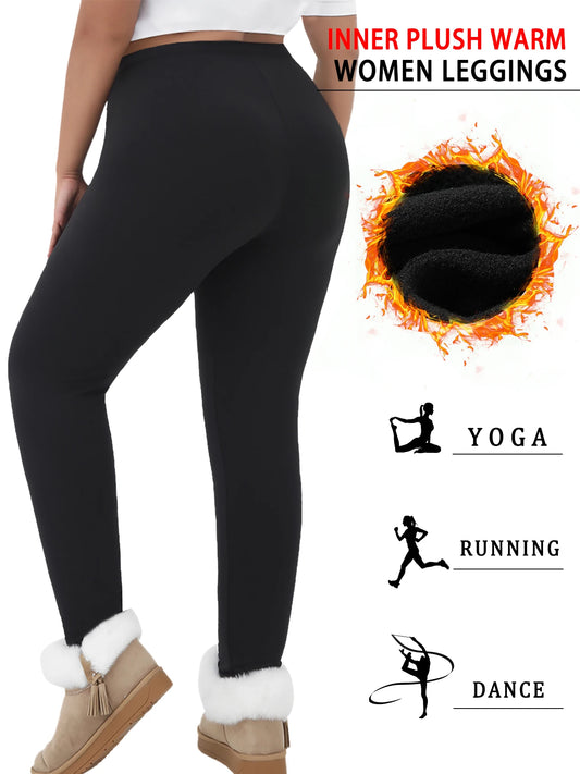 3er-Pack Plus-Size Leggings für Damen, superweich, mit Fleecefutter, Workout-, Yoga- und Laufhosen, thermisch, warm für kaltes Winterrunning