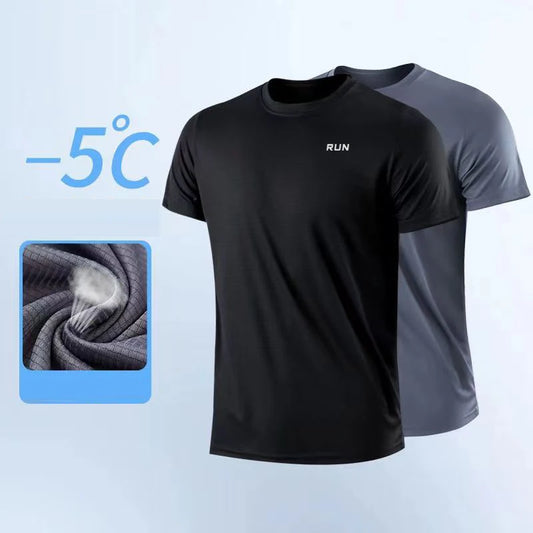 Camiseta de manga corta de secado rápido para hombre para fitness y running, que absorbe la humedad, cuello redondo, camiseta de entrenamiento y deporte, top ligero