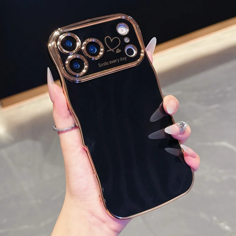 Funda Side Love con revestimiento electrolítico para iPhone 17 Pro Max, 17 Air, 16, 15, 14 Plus, 13, 12, 11 Pro Max, 17 Pro Max Cover, funda protectora a prueba de golpes para lente