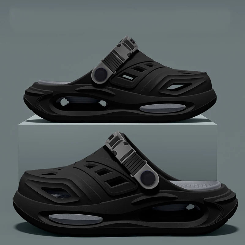 Sommer Herren- und Damen-Höhlenschuhe Mode Atmungsaktive Sandalen mit herausnehmbaren Einlegesohlen Rutschfeste Gepolsterte Verdickte Hausschuhe