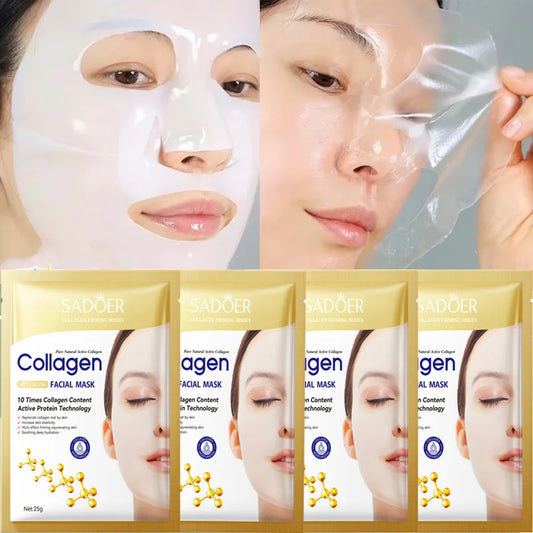 10 Stück Kollagen Anti-Falten Gesichtsmaske Anti-Aging Milderung feiner Linien Straffende Haut Feuchtigkeitsspendend Aufhellende Hautpflege Koreanische Kosmetik