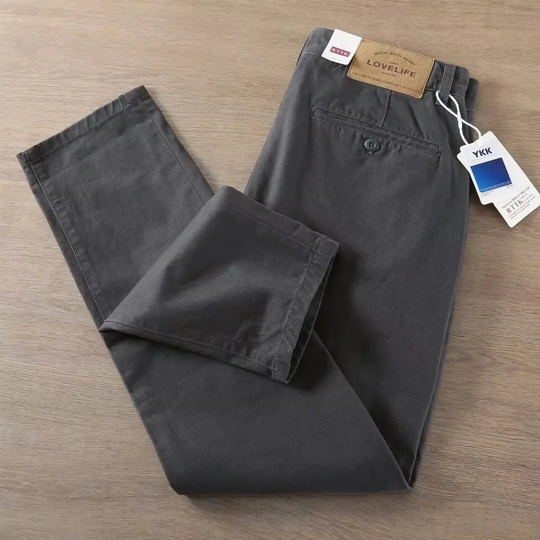 Neue Herren Frühling und Herbst Retro Komfort Gerade Hose Slacks 100% Baumwolle Modische Locker Freizeit Hose für Männer