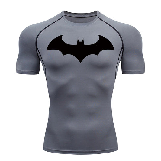 Bat-Grafik Kompressionsshirts für Männer Kurzarm Rashguard Fitness Workout Laufshirt Sommer Sport Schnelltrocknend T-Shirt Oberteile