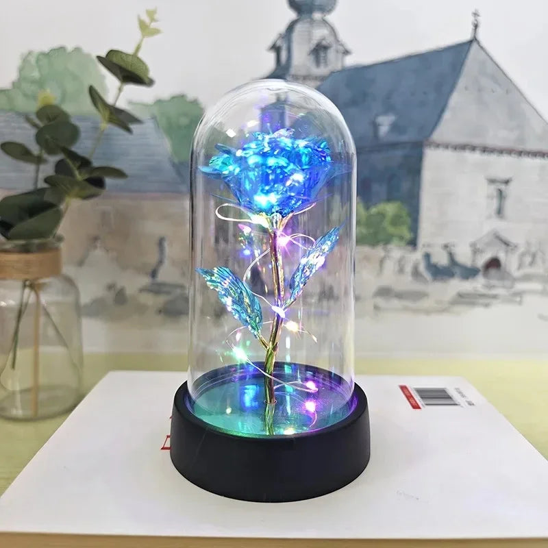 Künstliche Rosenblumen Valentinstagsgeschenk für die Freundin Ewige Rose LED-Licht Folienblume Hochzeitsdekoration
