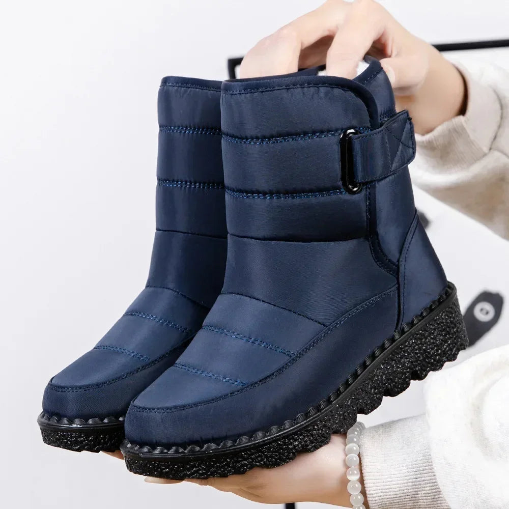 Wasserdichte Winterstiefel für Damen 2025 Neue Kunstfell-Langplüsch-Schneestiefel Damen Plateau-Schuhe Warme Baumwollstiefeletten für Paare