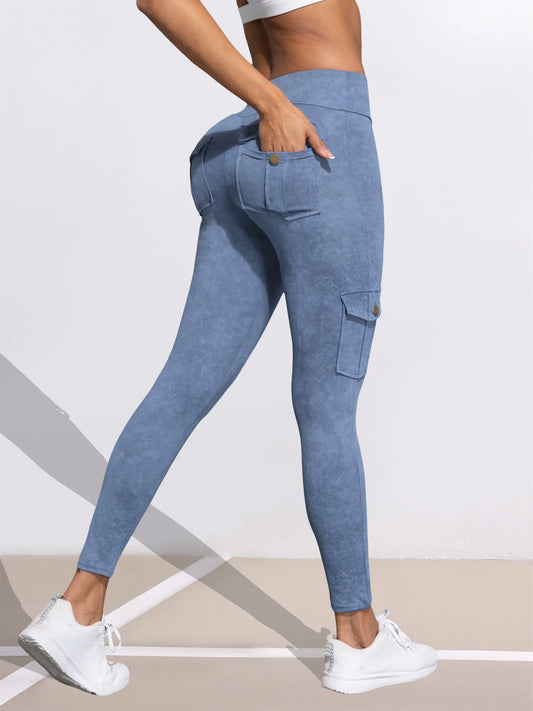 1/3 Stück Damenleggings mit gewaschenem Print, Tasche, elastisch, poformend, Fitness-Tights, neue Sporthose 2025, modische Streetwear