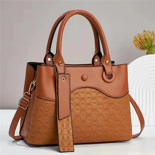 Neue modische Damenhandtasche mit großem Fassungsvermögen, vielseitige Umhängetasche, einfaches Karomuster