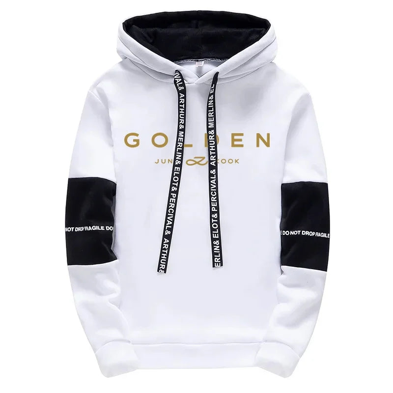 K-Pop Trend Hoodie für Frauen Hochwertiger Jung Kook Print Kapuzenpullover mit Sweatpants Herbst Winter Damen Alltag Lässiger Pullover