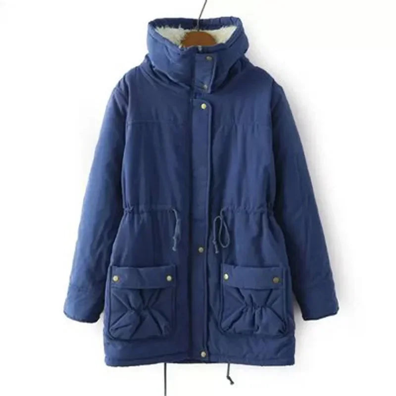 Mädchen Winterjacken Verdickte Kapuzen Lange Daunenjacke Mäntel Schlanke Passform Jacke mit Fellkragen Baumwollgefütterte Kleidung Daunenmäntel
