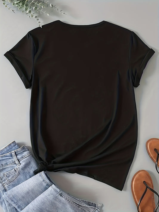 Großgröße, Damen T-Shirt mit Leopardenmuster, Kreuz- und Engelsflügel-Grafik - Dehnbares, atmungsaktives Freizeitoberteil, rosa/schwarzes Design, maschinenwaschbar