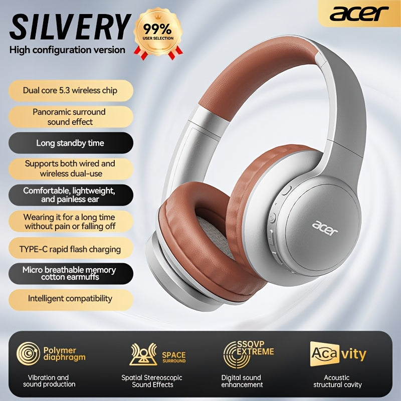 Aufgerüstete kabellose Over-Ear-Kopfhörer mit bassverstärktem Sound, leichtem klappbarem Design und integriertem Mikrofon. Inklusive 3,5-mm-Audiokabel