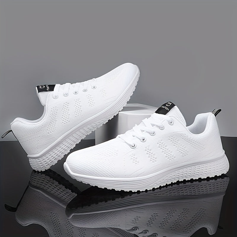 Damen Leichte Mesh-Sportschuhe - Atmungsaktive, Schnürschuhe zum Laufen mit EVA-Sohle, Modische Schwarze Freizeit- und Gehschuhe