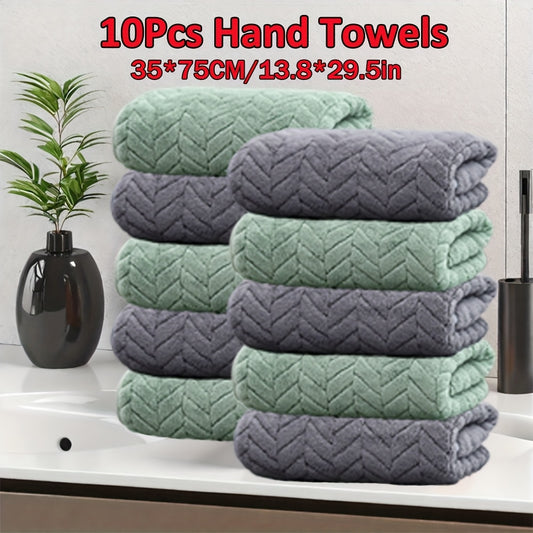 Set aus 10 einfarbigen Handtüchern mit den Maßen 35*75 cm aus Mikrofaser. Sie sind weich, bequem und sehr saugfähig