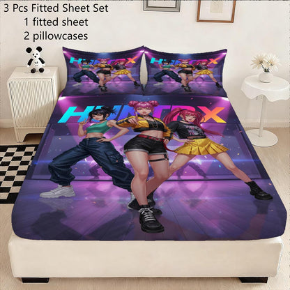 3-teiliges Kpop-Bettwäscheset, atmungsaktiv und bequem im Lakenstil, beinhaltet 1 Bettbezug und 2 Kissenbezüge, ein kernloser Matratzenschoner, ein stilvolles und langlebiges Essential zum Schutz der Matratze