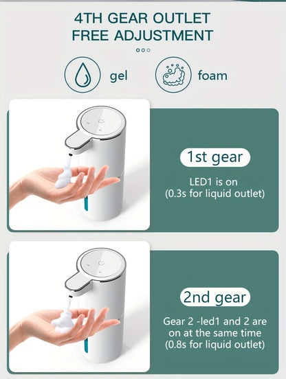 Ein 380 ml wiederaufladbarer automatischer Sensorspender für Seife, geeignet für Schaumschhandseife und Küchenreiniger mit automatischer Sensortechnologie