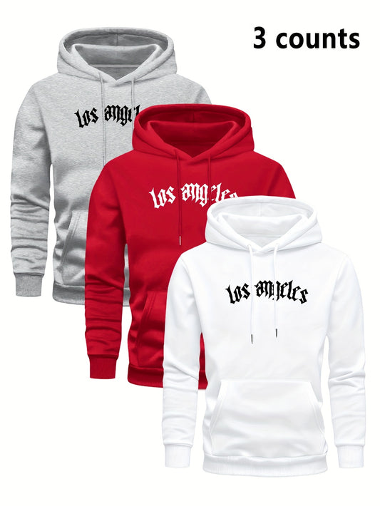 3er-Set Herren-Casual-Hoodies mit Fleece, stilvoll und vielseitig.