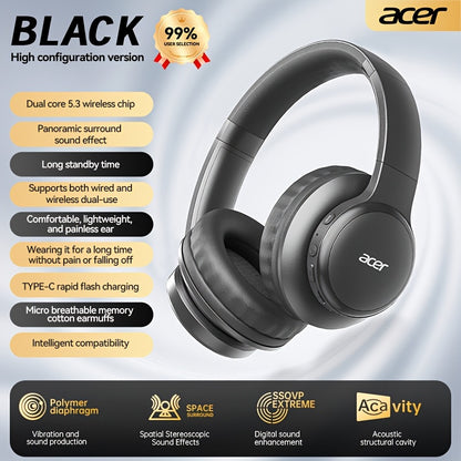 Aufgerüstete kabellose Over-Ear-Kopfhörer mit bassverstärktem Sound, leichtem klappbarem Design und integriertem Mikrofon. Inklusive 3,5-mm-Audiokabel