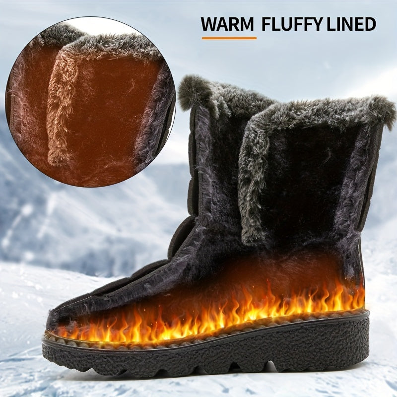 Gefütterte Winterstiefel aus Kunstpelz, wasserdicht und rutschfest, mit warmem Plüschfutter und dicker Sohle, Knöchelstiefel für Damen, Schneestiefel