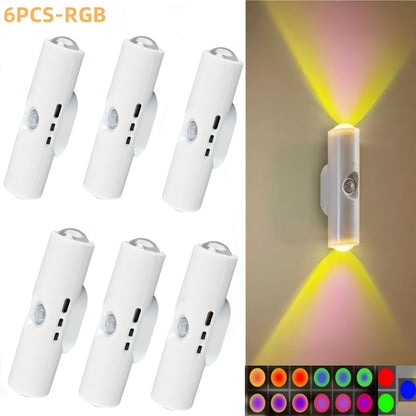 6er-Set weiße, wandmontierte, intelligente LED-Lichtleiste mit Bewegungssensor, dimmbar,  geeignet für Treppen, Flur, Schlafzimmer