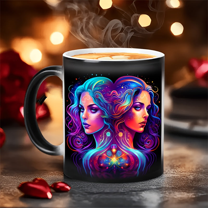 1 Stück 0,33Liter Zodiac Magic Farbwechsel-Becher - Lebhaftes Sternbild-Design, für heiße & kalte Getränke, perfekte Geschenkidee nur Handwäsche
