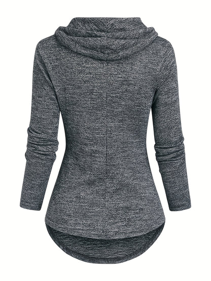 Übergröße - Lässiges Kapuzen-Sweatshirt für Frauen in Übergröße mit Wasserfallkragen