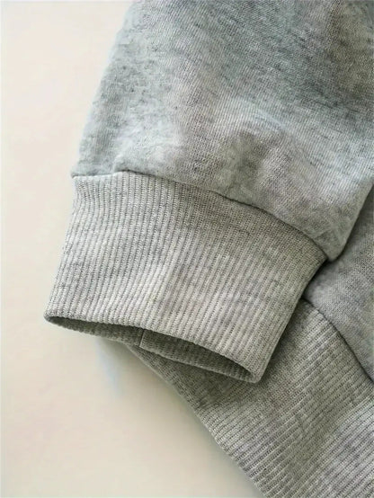 Große Größen, weiches, lässiges Langarmshirt mit Tasche, bequemes Damen-Casual-Outfit in großen Größen