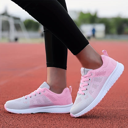 Damen Leichte Mesh-Sportschuhe - Atmungsaktive, Schnürschuhe zum Laufen mit EVA-Sohle, Modische Schwarze Freizeit- und Gehschuhe