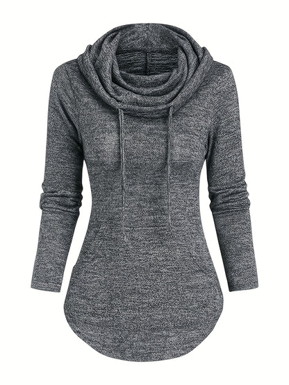 Übergröße - Lässiges Kapuzen-Sweatshirt für Frauen in Übergröße mit Wasserfallkragen
