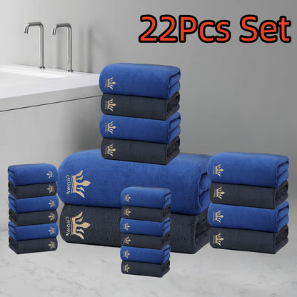 22-teiliges ultraweiches Korallenbad-Set, enthält 2 Badehandtücher (70 x 140 cm), 8 Handtücher (42 x 70 cm) und 12 Waschlappen (35 x 35 cm). Schnell trocknend, sehr saugfähig und leicht