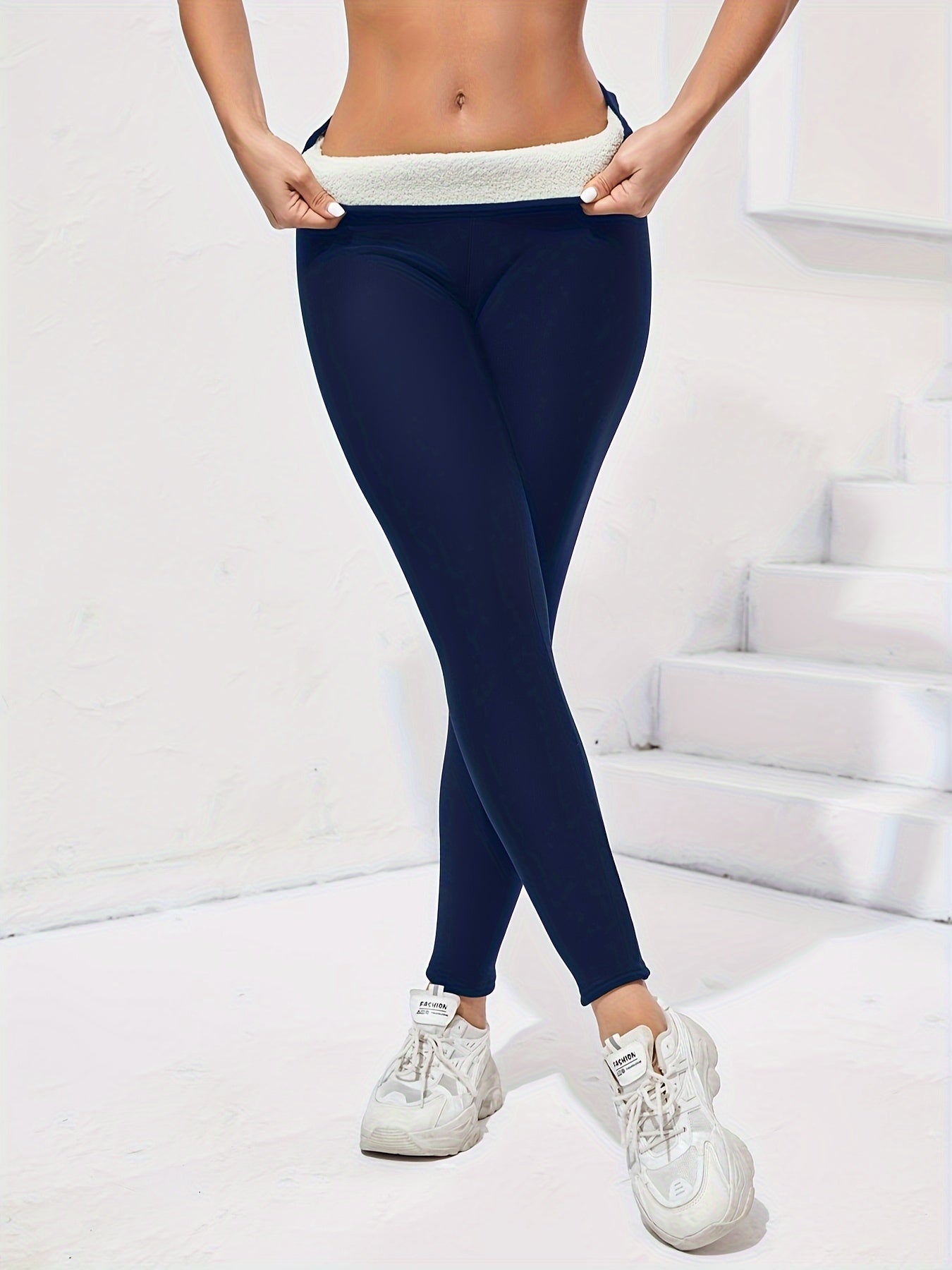 Damen Yoga-Leggings mit hoher Elastizität - Einfarbig, Enganliegend, Besonders Wärmend, Ideal für Laufen, Fitness & Outdoor-Aktivitäten, Wärmeverstärkender Stoff, Wärmende Leggings | Hoch elastischer Stoff | Glatte Textur Leggings