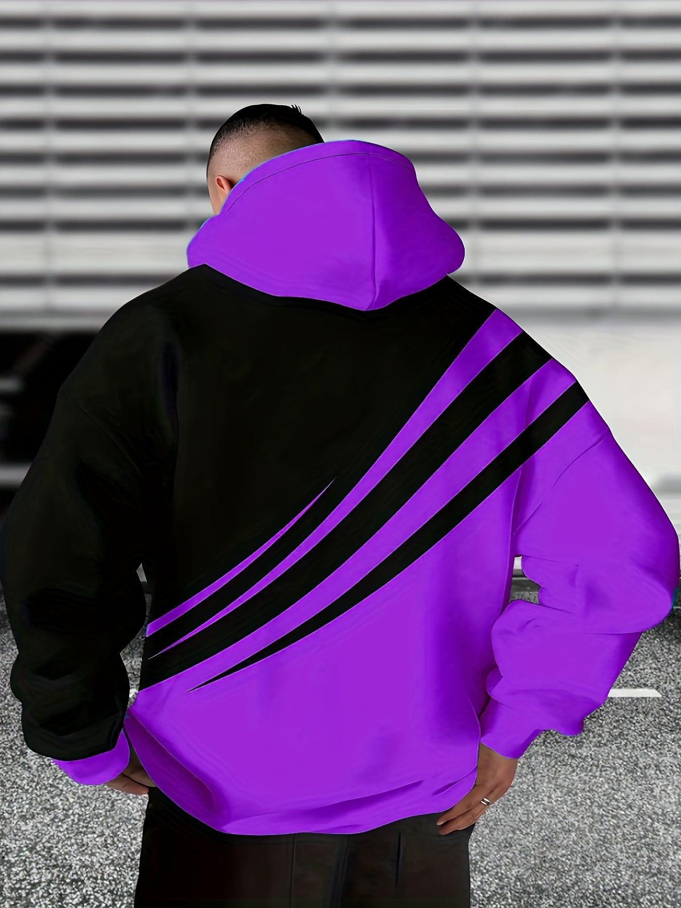 3D-gedrucktes Herren-Sweatshirt mit Tropfenschulter, langärmelig und Kapuze, PLUS SIZE