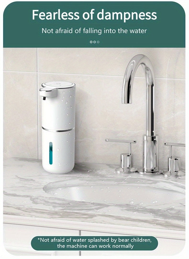 Ein 380 ml wiederaufladbarer automatischer Sensorspender für Seife, geeignet für Schaumschhandseife und Küchenreiniger mit automatischer Sensortechnologie