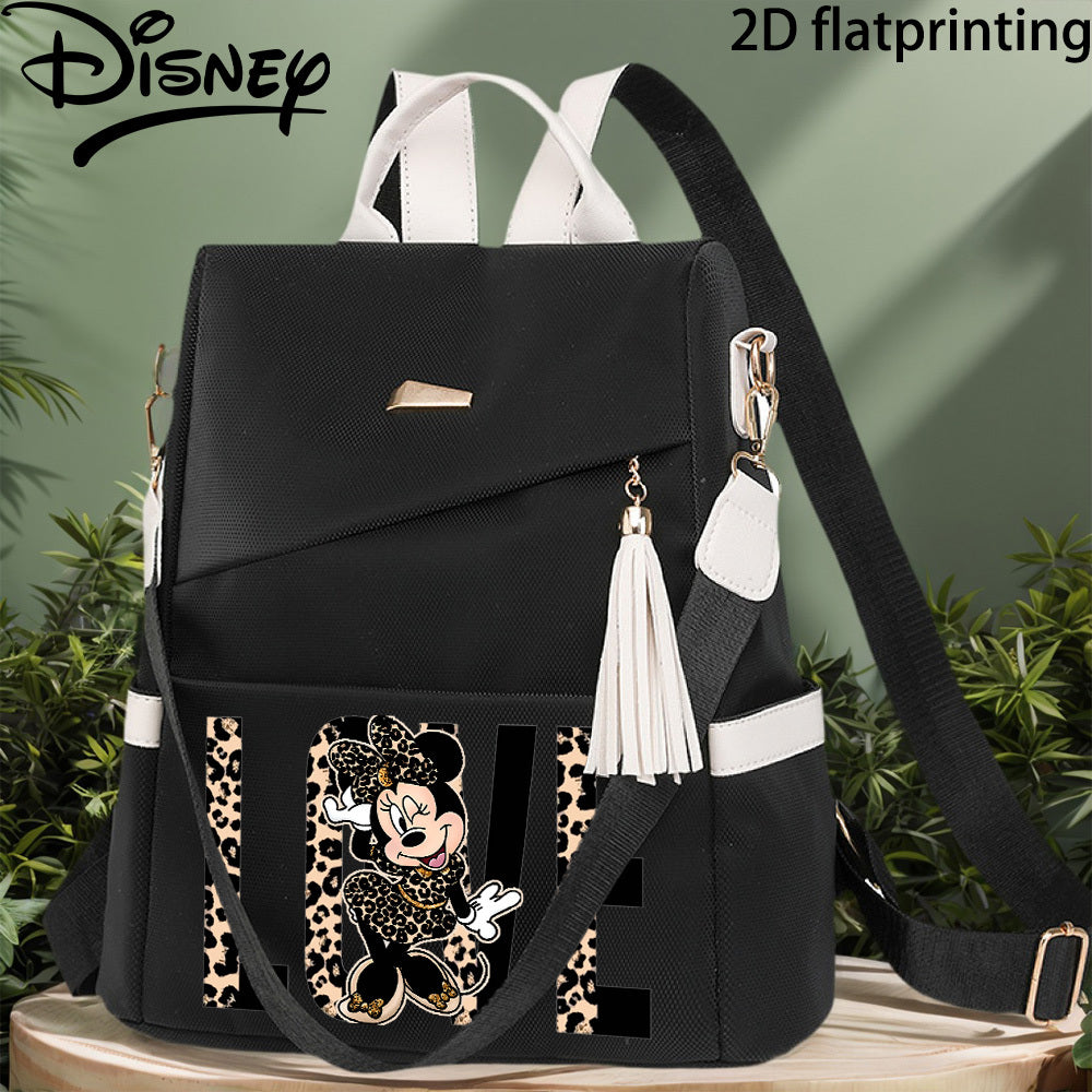 Autorisierter 1 Stück DISNEY Neue Minnie Mouse Modischer Leichter Anti-Diebstahl Rucksack, Damen-Duffelbag, mit Quasten, Verstellbarem Schultergurt