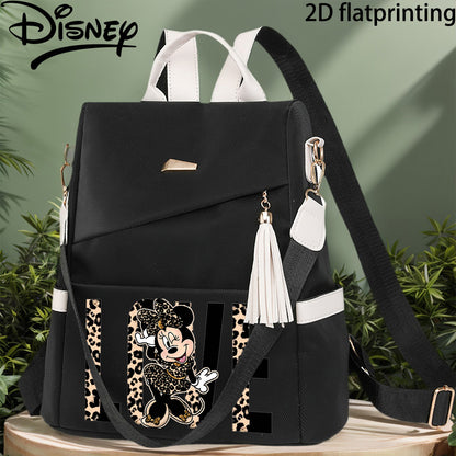 Autorisierter 1 Stück DISNEY Neue Minnie Mouse Modischer Leichter Anti-Diebstahl Rucksack, Damen-Duffelbag, mit Quasten, Verstellbarem Schultergurt