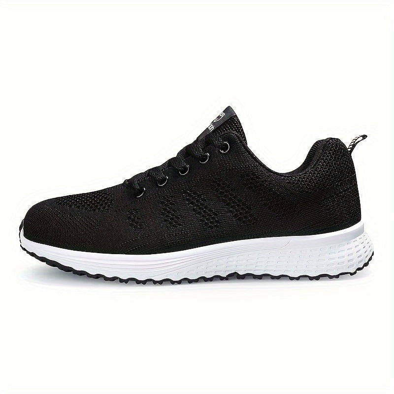 Damen Leichte Mesh-Sportschuhe - Atmungsaktive, Schnürschuhe zum Laufen mit EVA-Sohle, Modische Schwarze Freizeit- und Gehschuhe