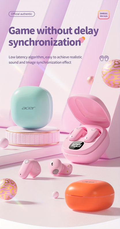 [Acer Offiziell Original] TWS Kabellose Ohrhörer mit Tiefbass-Stereo + Geräuschunterdrückung bei Anrufen, Ultra lange Akkulaufzeit, In-Ear-Design für Sport und Laufen, Mini und kompakt, HIFI-Sound, leichtes Touch-Bedienung