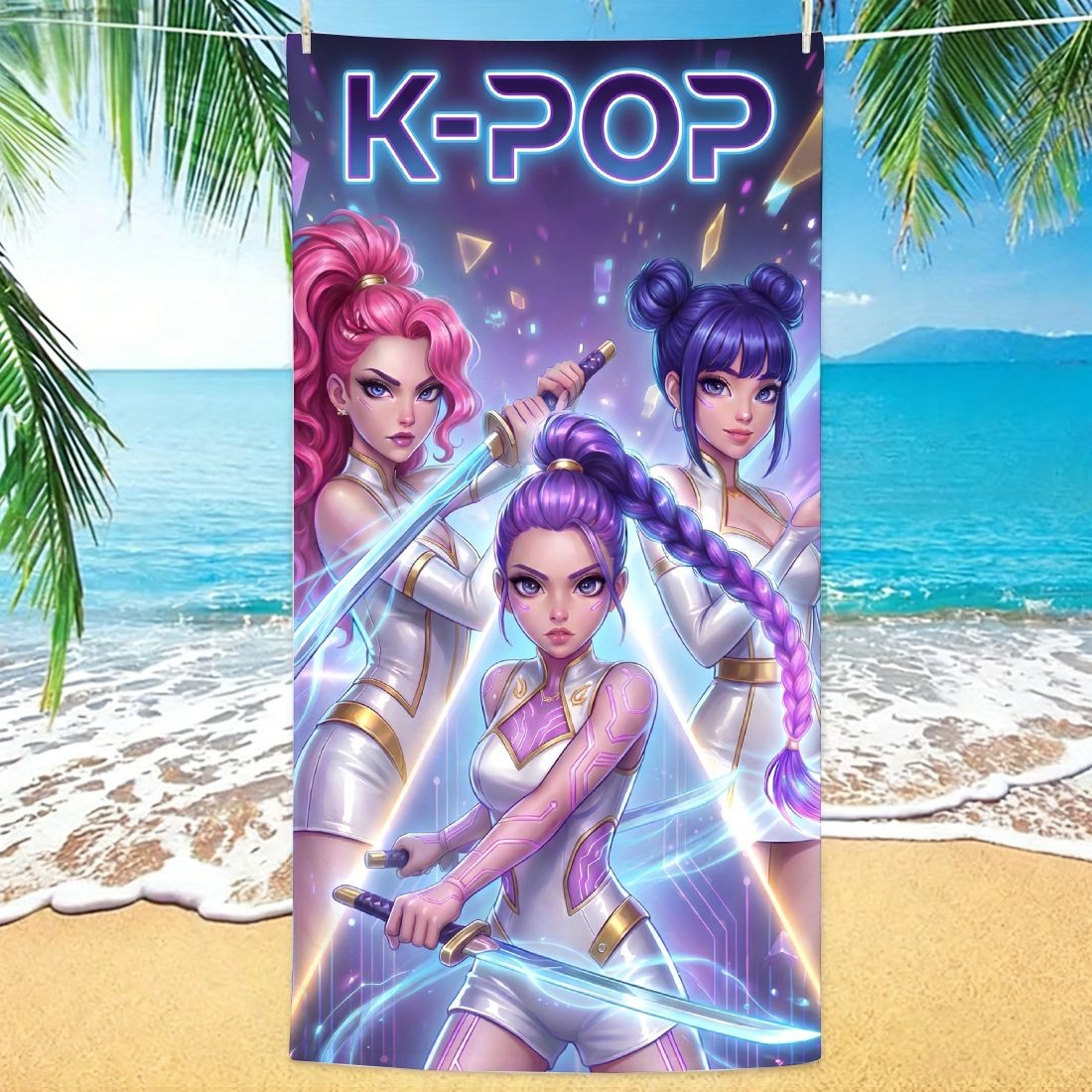 1 Stück K-POP Gruppen Themen Mikrofaser Strandtuch & Bade-Decke Geeignet für Pool, Reisen, Partys - Schnell trocknend, weich, saugfähig, geeignet für K-Pop-Fans, Badetuch mit K-Pop-Druck für Sommer-Stranddekorationen