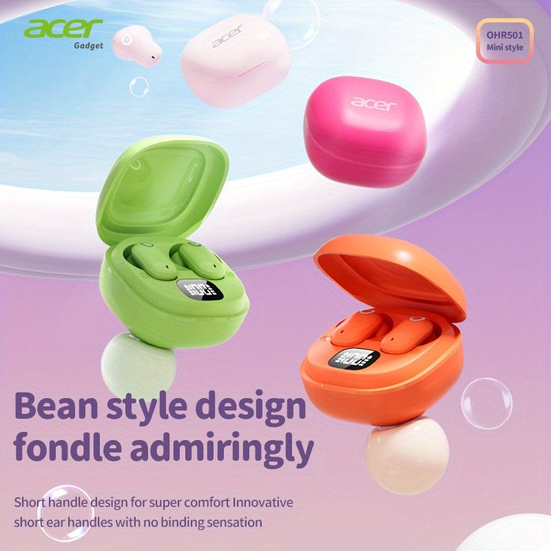 [Acer Offiziell Original] TWS Kabellose Ohrhörer mit Tiefbass-Stereo + Geräuschunterdrückung bei Anrufen, Ultra lange Akkulaufzeit, In-Ear-Design für Sport und Laufen, Mini und kompakt, HIFI-Sound, leichtes Touch-Bedienung